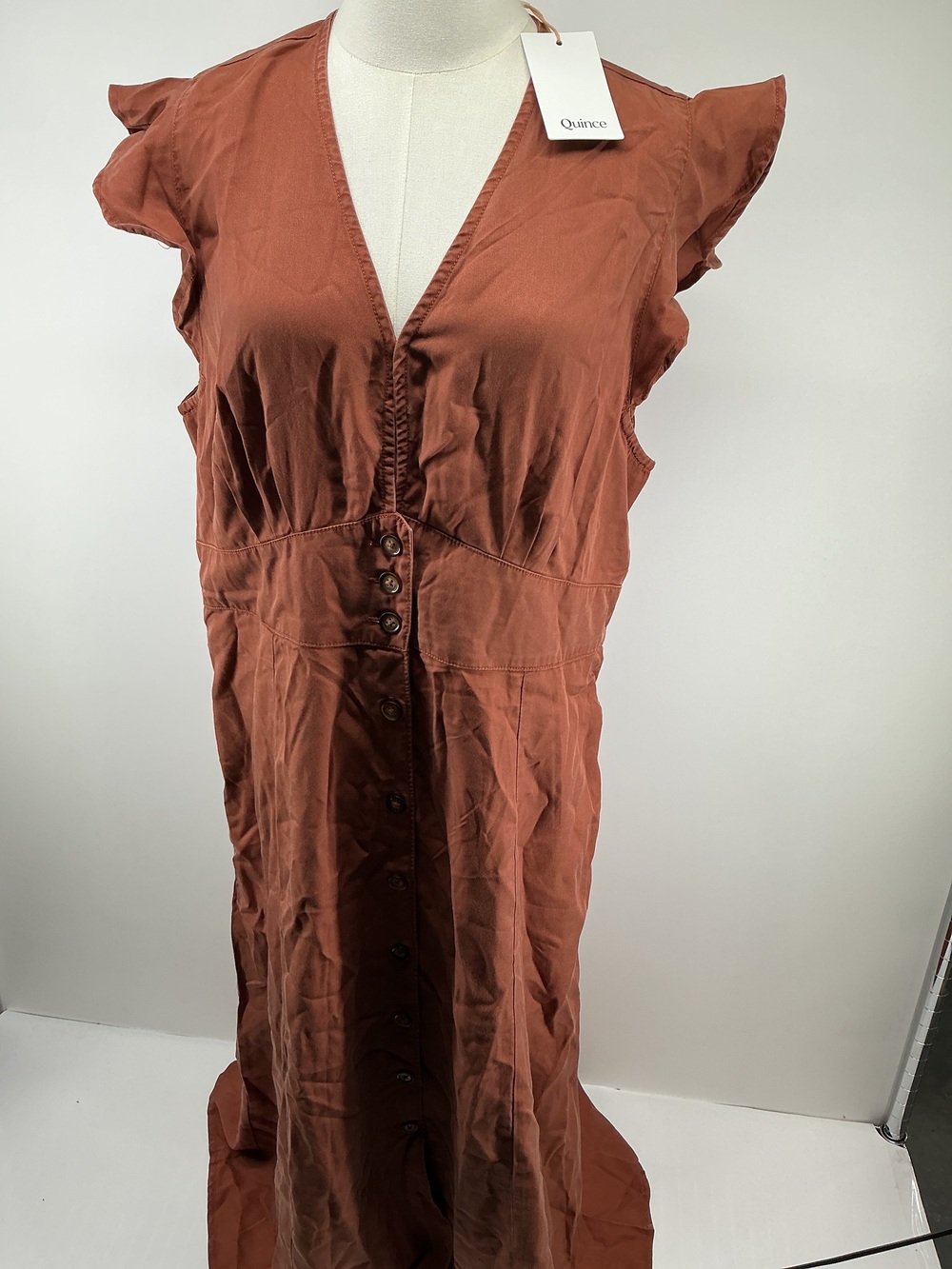 Vintage Wash Tencel Button Front Midi Dress
